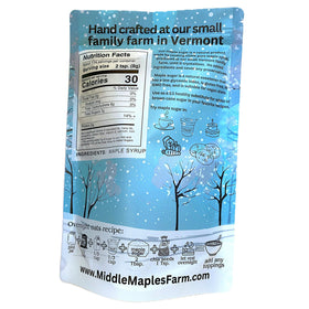 Close-up of Middle Maples Farm powdered maple sugar highlighting fine texture for baking.