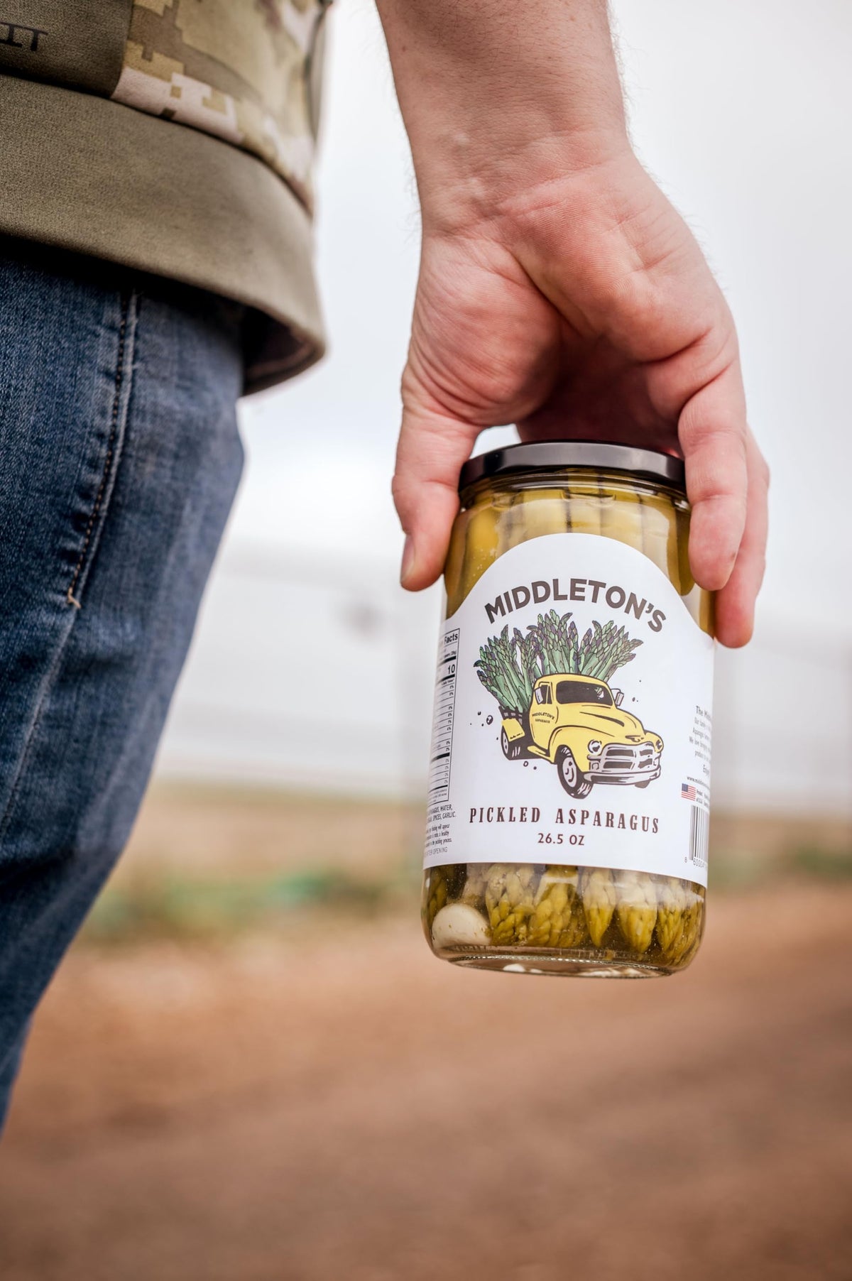 Middleton's label on the pickle jar, premium quality and easy-to-read packaging.