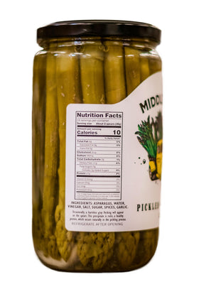 Middleton's pickled asparagus purple jar adds color and a slightly sweeter note.