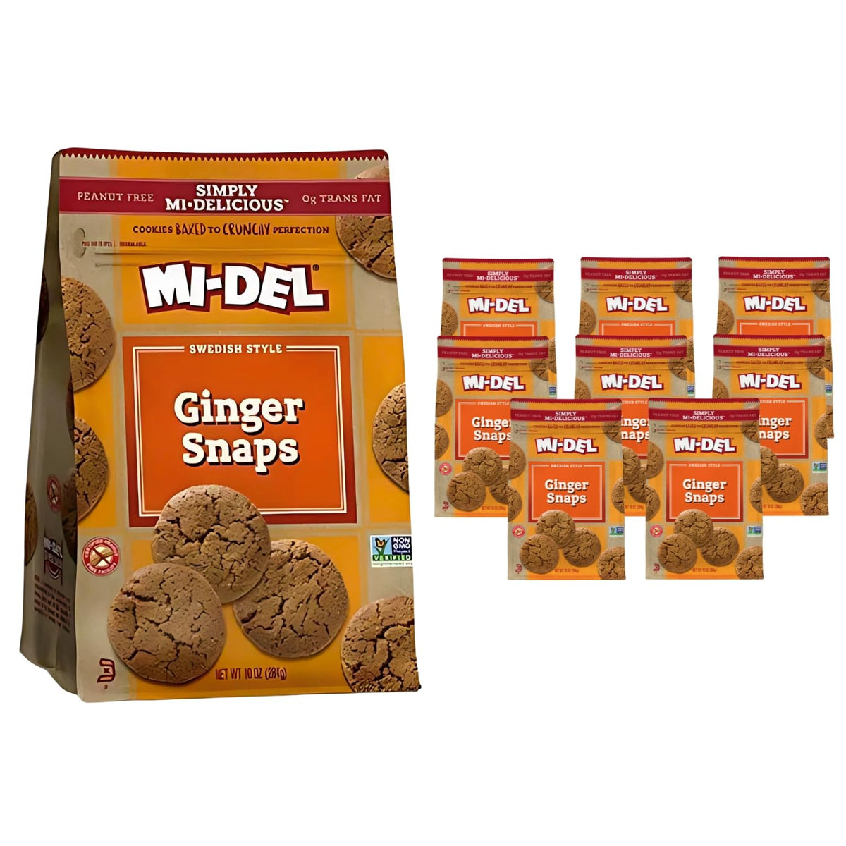 Mi-Del Ginger Snaps package front, gluten-free option ideal with tea