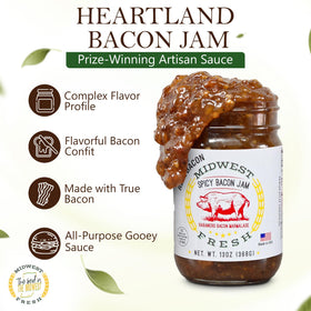 Midwest Fresh Spicy Bacon Jam on a burger glaze with bold flavor