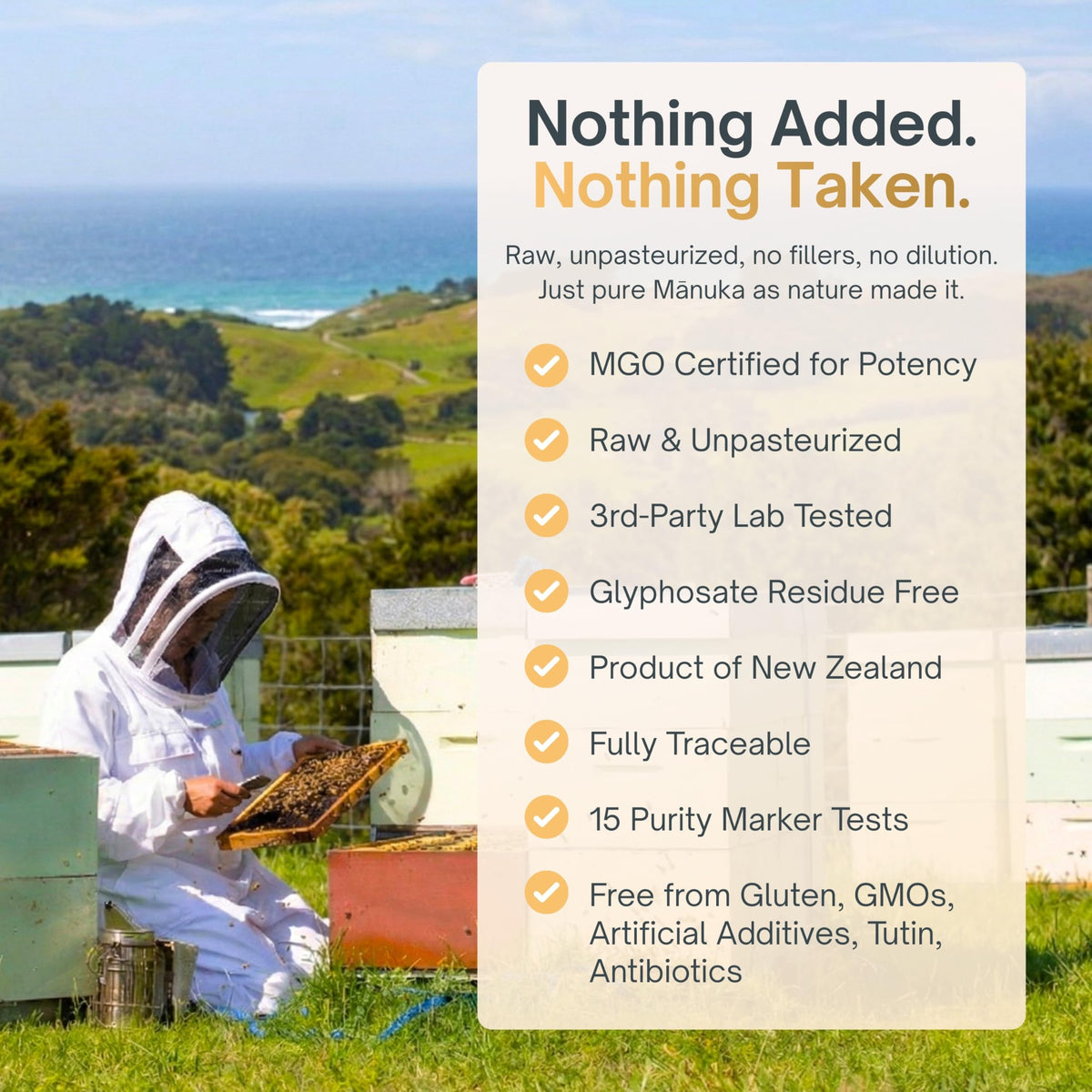 MIELAND glyphosate-free and non-GMO packaging highlighting clean ingredients.