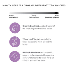 Mighty Leaf 100 tea pouches box ensures fresh, consistent daily brewing.