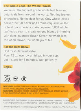 Mighty Leaf African Nectar Tea fruity aroma close-up, inviting flavor profile.