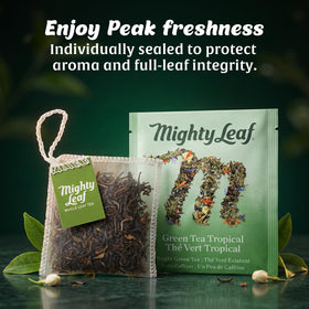 Mighty Leaf Breakfast tea cup being brewed for mornings.