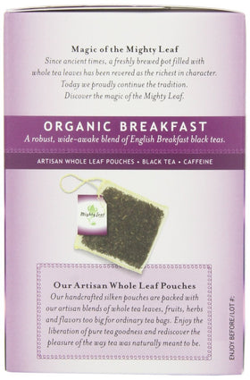 Mighty Leaf hot-brewed breakfast tea in a steaming cup.