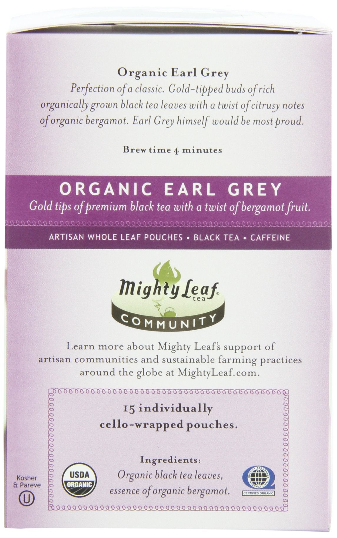 Giftable Mighty Leaf Earl Grey packaging ideal for gifting.