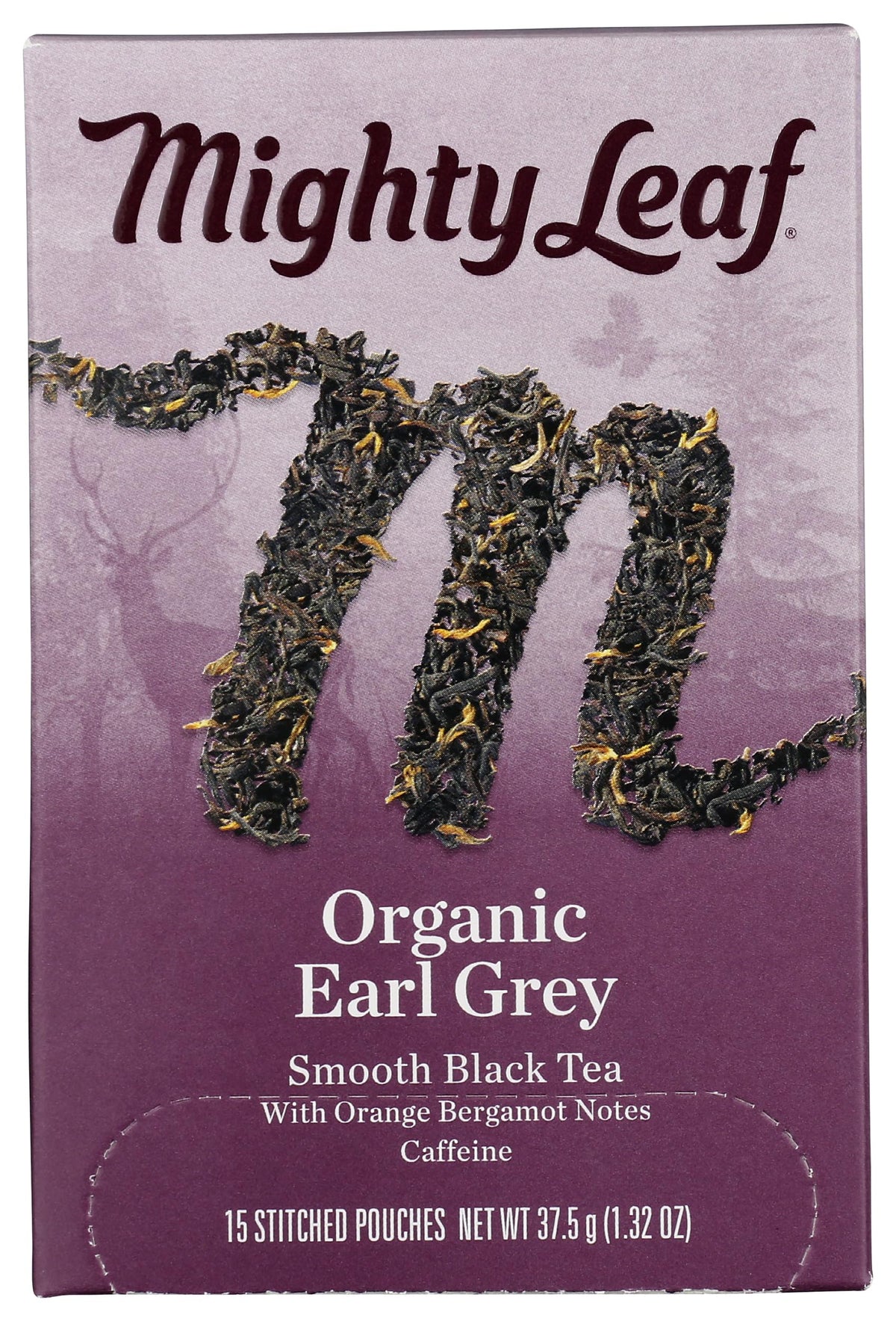 Mighty Leaf Earl Grey hand-stitched tea bags with refined aroma and citrus notes.
