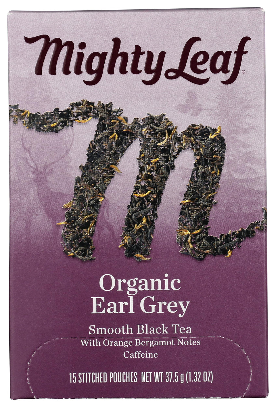 Mighty Leaf Earl Grey hand-stitched tea bags with refined aroma and citrus notes.