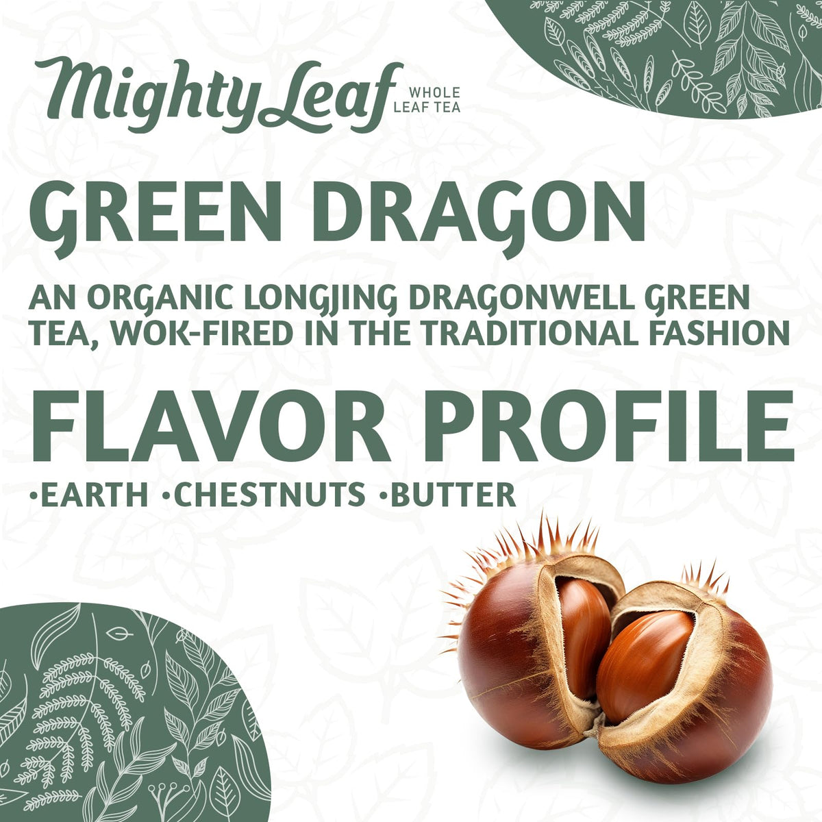 Mighty Leaf Green Dragon tea aroma in cup with a floral, refreshing finish.