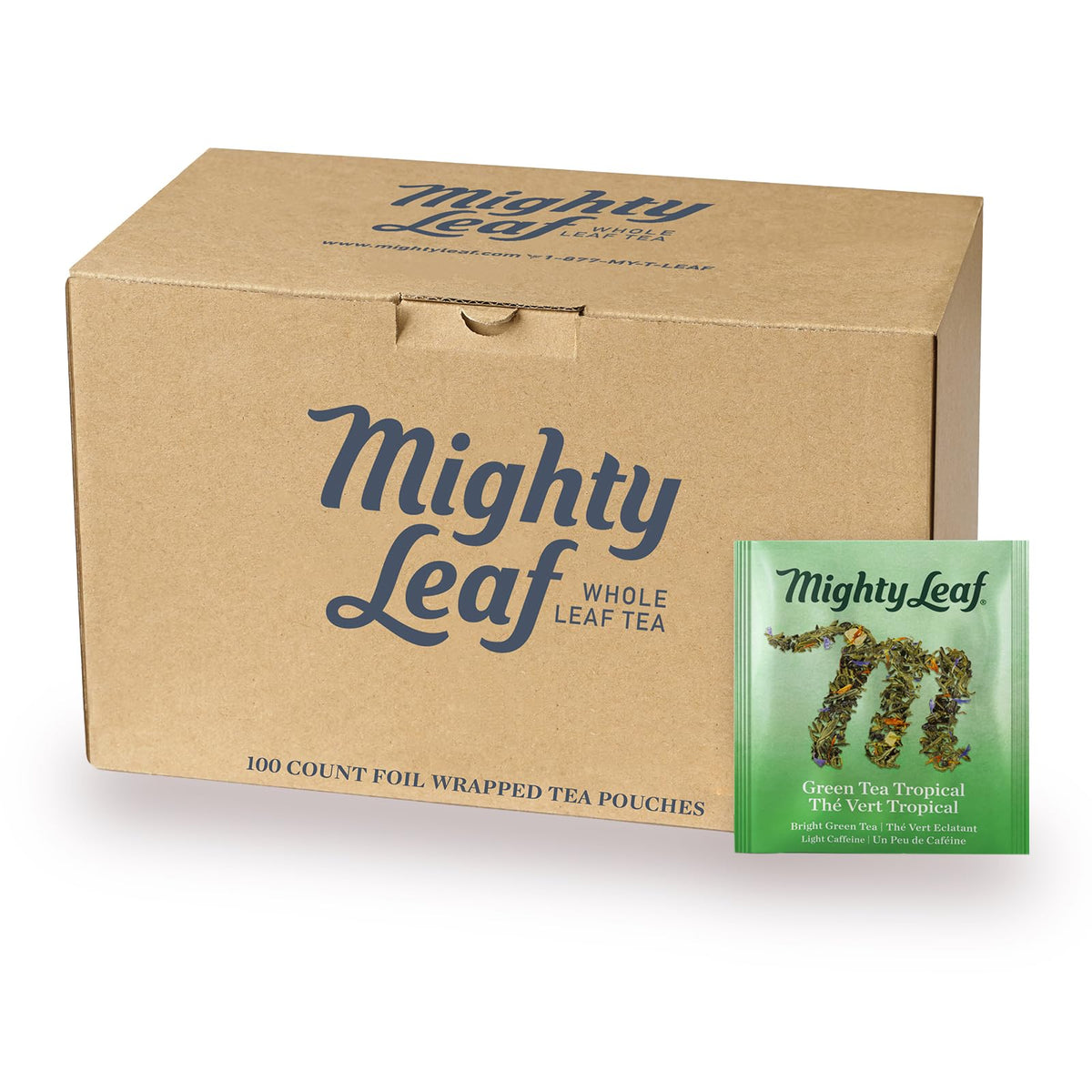 Mighty Leaf Green Tea Tropical pineapple bags ready for a refreshing breakfast ritual.