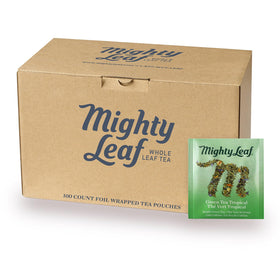 Mighty Leaf Green Tea Tropical pineapple bags ready for a refreshing breakfast ritual.