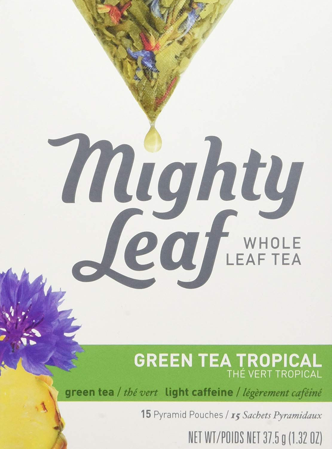Mighty Leaf Green Tea Tropical pouches show vibrant flavor in every cup