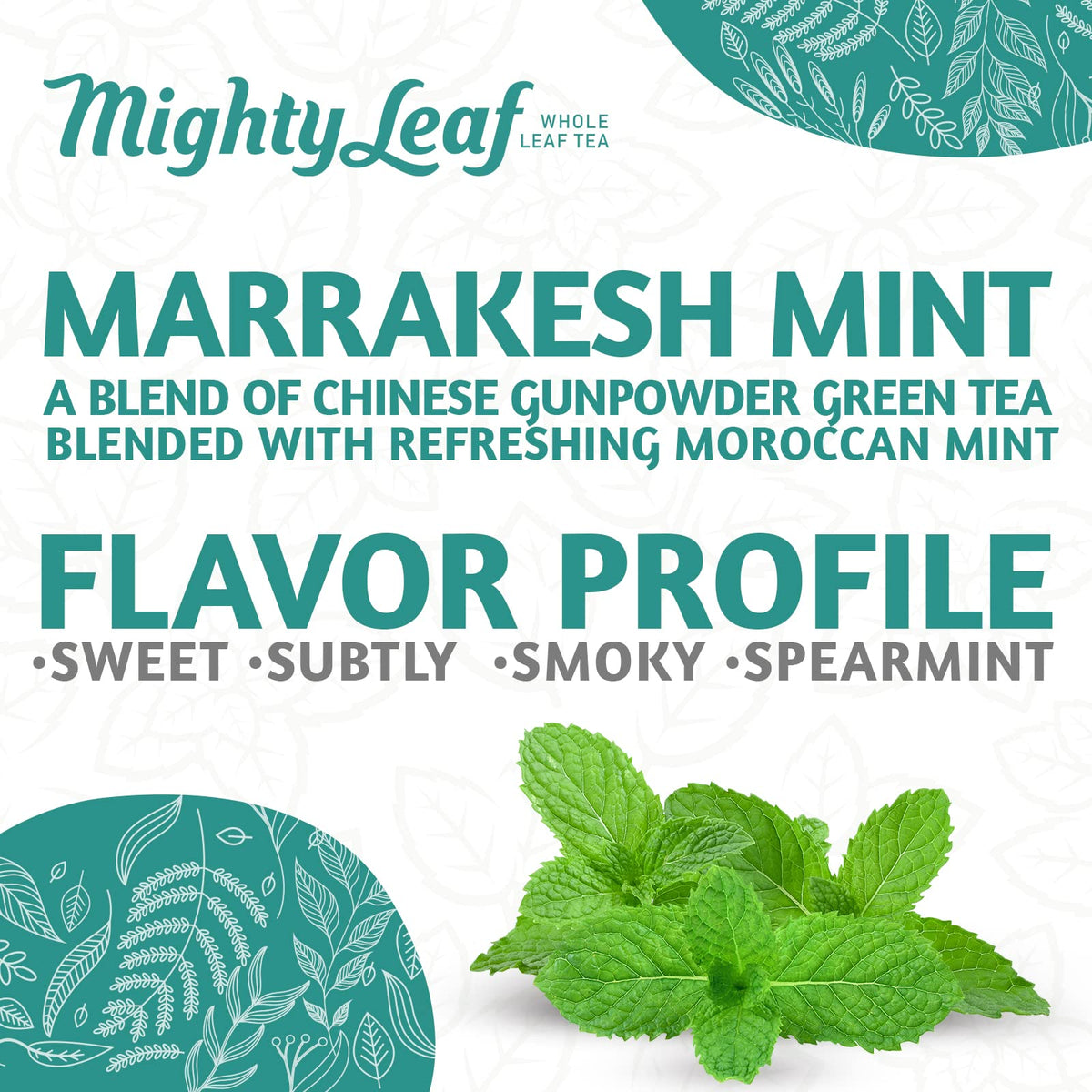 Mighty Leaf Marrakesh Mint hot brew in a cup.