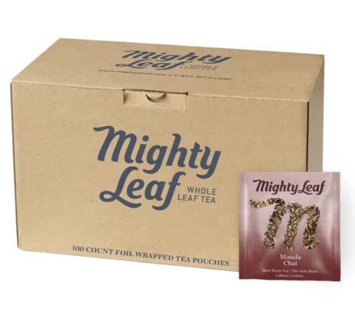 Mighty Leaf Masala Chai tea pouch ready to brew a flavorful, aromatic cup.