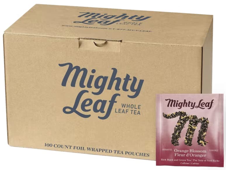 Mighty Leaf Orange Blossom tea pouch for hot or iced brew with citrus-vanilla aroma