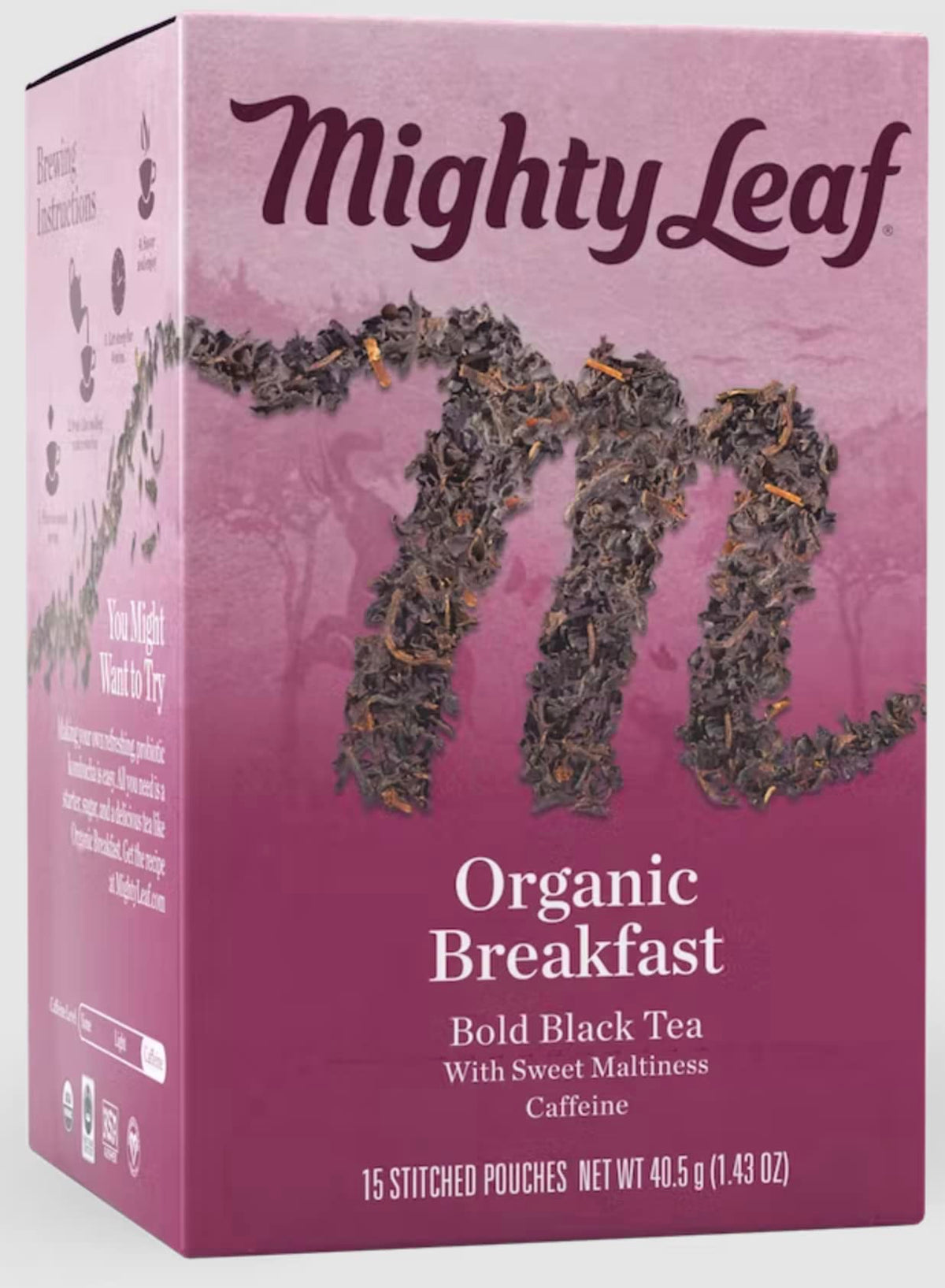 Mighty Leaf Organic Breakfast Tea 15-pouch pack for a bold morning ritual.