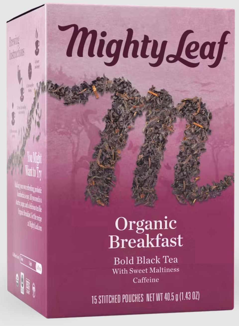 Mighty Leaf Organic Breakfast Tea 15-pouch pack for a bold morning ritual.