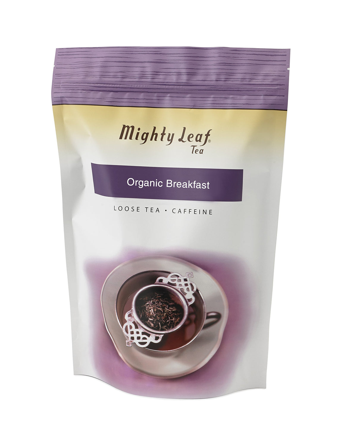 Mighty Leaf Organic Breakfast bulk tea pouch with premium loose leaves for a robust morning cup.