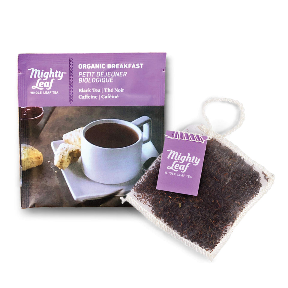 Mighty Leaf Organic Breakfast Tea pouch ready for a rich morning brew.