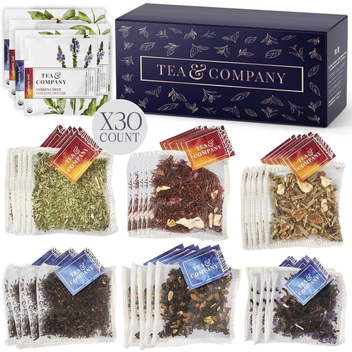 Mighty Leaf Organic Tea Sampler with 30 bags for convenient, cafe-quality infusions at home