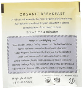 Mighty Leaf silk pyramid tea pouch lets leaves unfurl for depth and aroma.