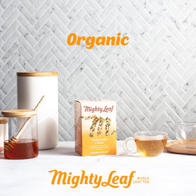 Steeping Mighty Leaf tea in hot water for easy brewing.