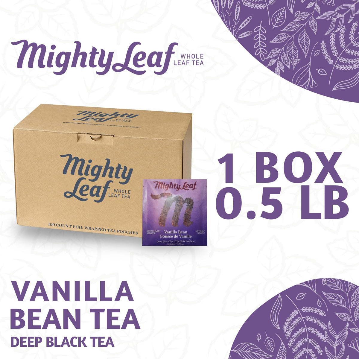 Mighty Leaf Vanilla Bean Silken Pouches expand fully for rich flavor extraction.