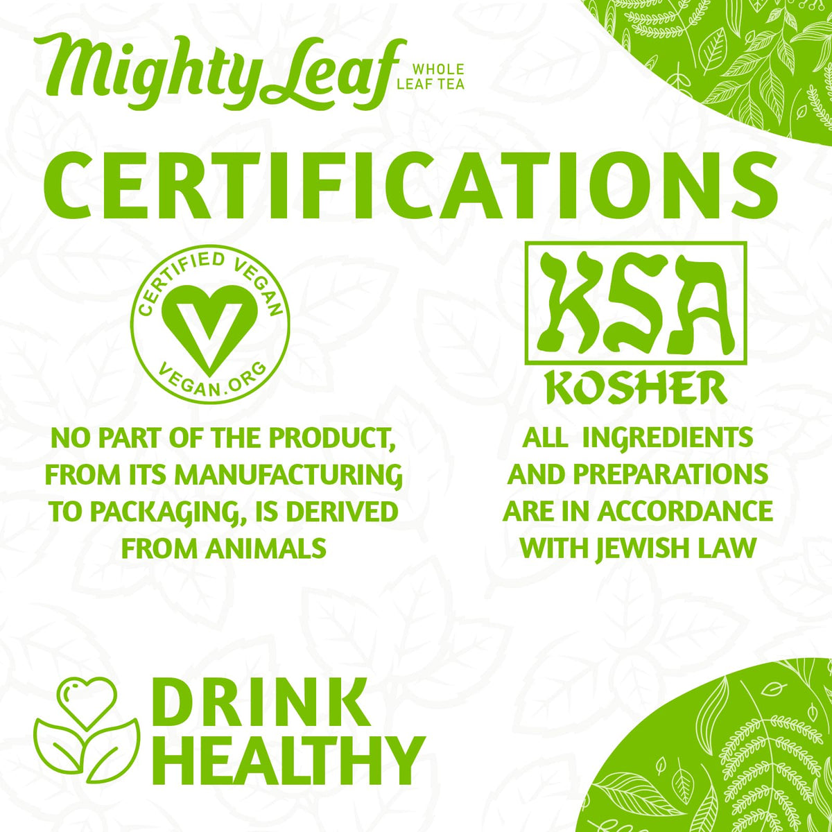 Mighty Leaf White Orchard fruit notes of melon and peach invite a refreshing sip.
