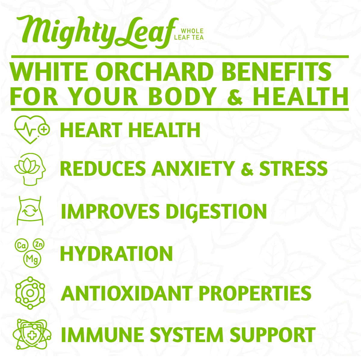 Mighty Leaf White Orchard iced tea pours bright, fruity flavors over ice.