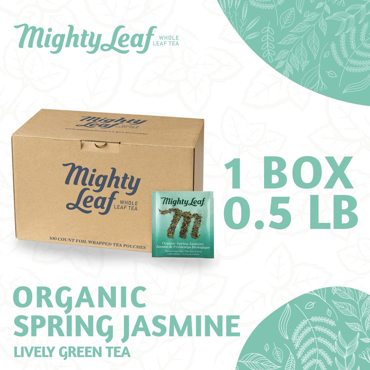 Mighty Leaf Whole Leaf Green Tea image highlights premium quality and robust flavor.