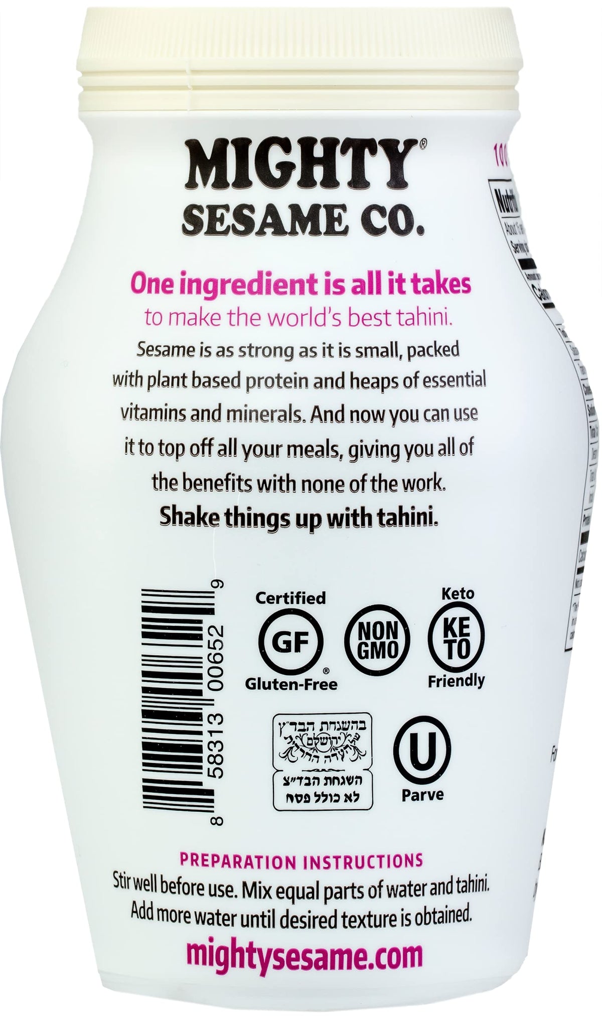 Velvety tahini texture from Mighty Sesame Co. enhances sauces and dressings.