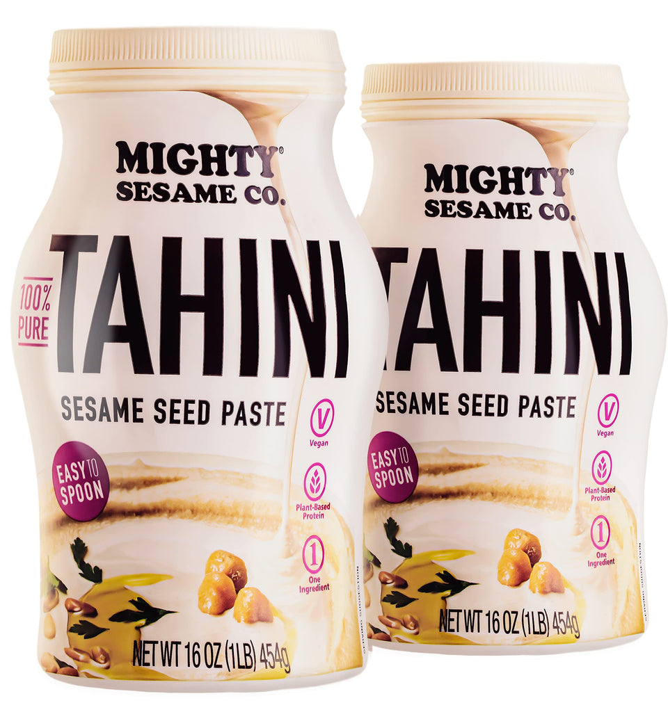 Mighty Sesame Co. squeezable tahini bottle for easy spread and drizzle.