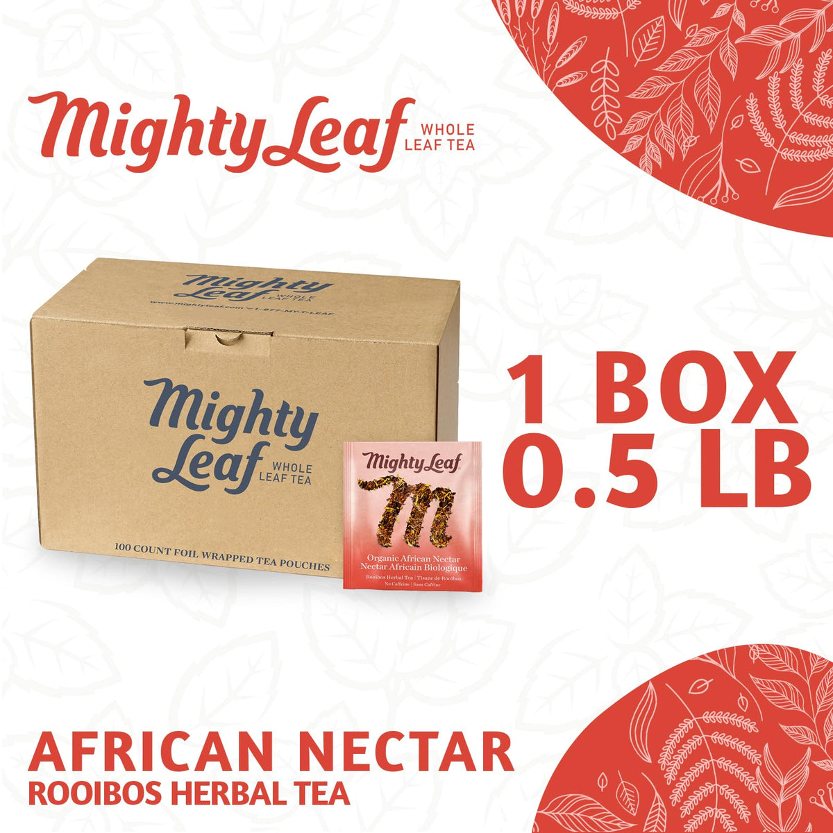 Mighty Leaf African Nectar rooibos leaves ready to steep for a rich cup