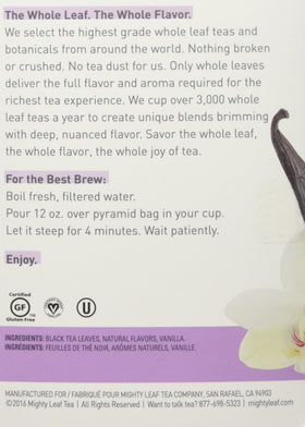 Mighty Leaf black tea pouches are compostable and convenient.