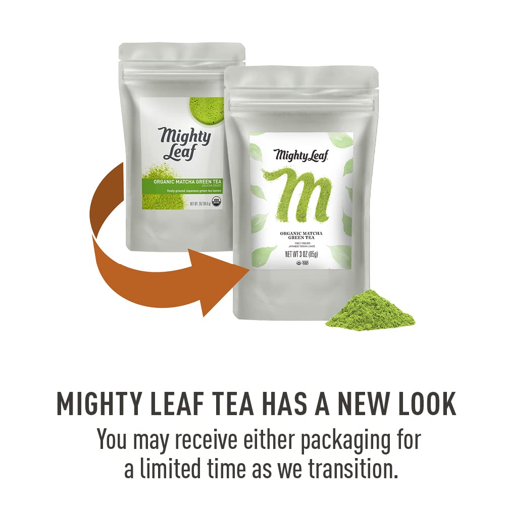 Mighty Leaf Matcha bowl and whisk ready for traditional preparation, smooth foam possible.