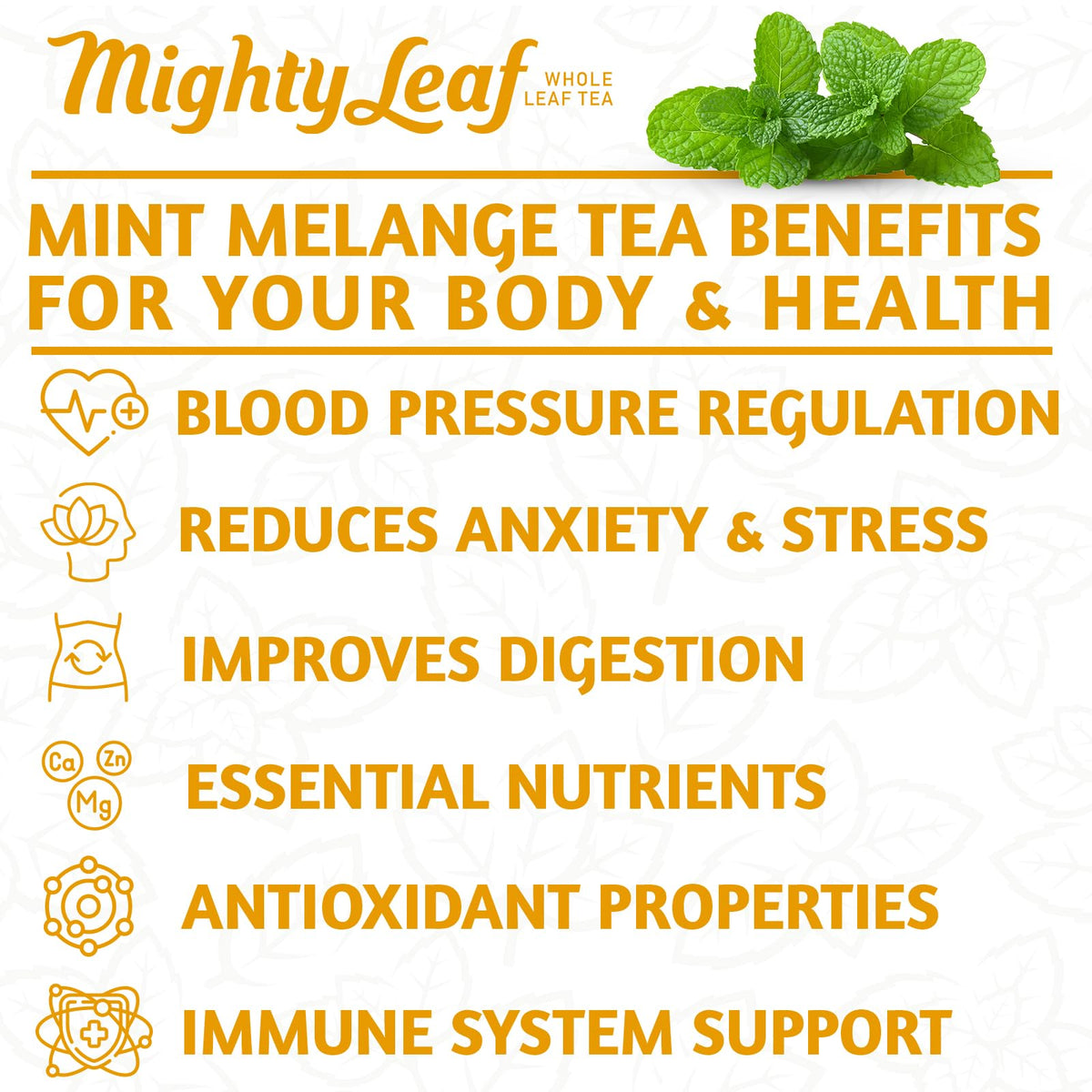 Mighty Leaf Mint Melange brew reveals a soothing, cool finish.