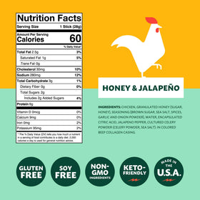 Mighty Spark Honey Jalapeno Chicken Stick closeup—tender chicken with sweet heat.