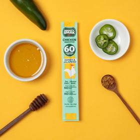 Mighty Spark Honey Jalapeno Chicken Stick on kitchen counter—quick, satisfying bite.