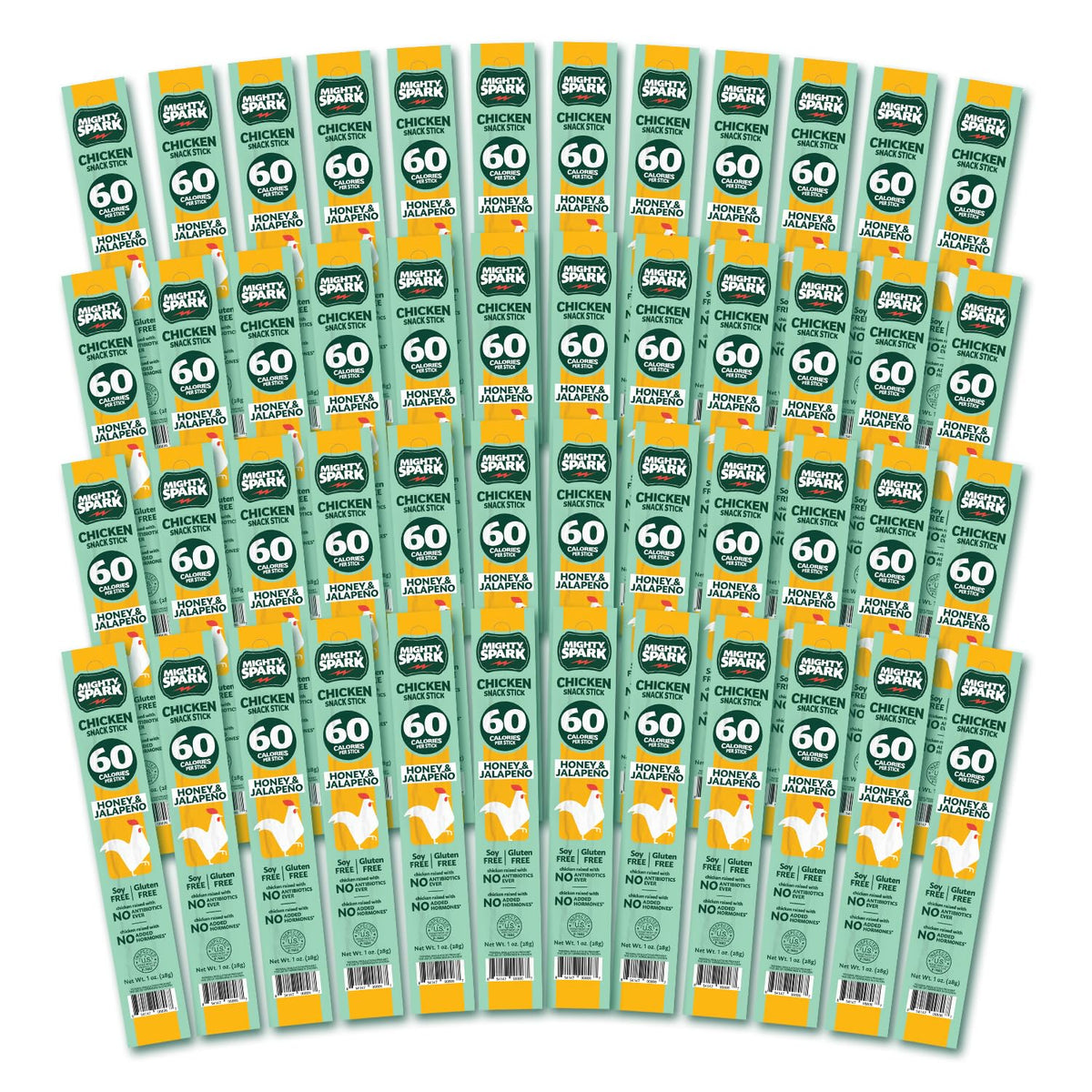 Mighty Spark Honey Jalapeno Chicken Stick pack—portable protein for busy days.