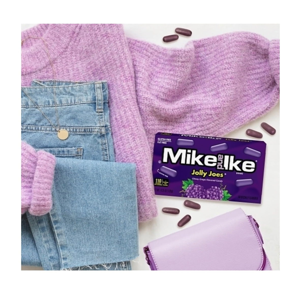 Movie night snack option with grape flavor in a family-friendly package.