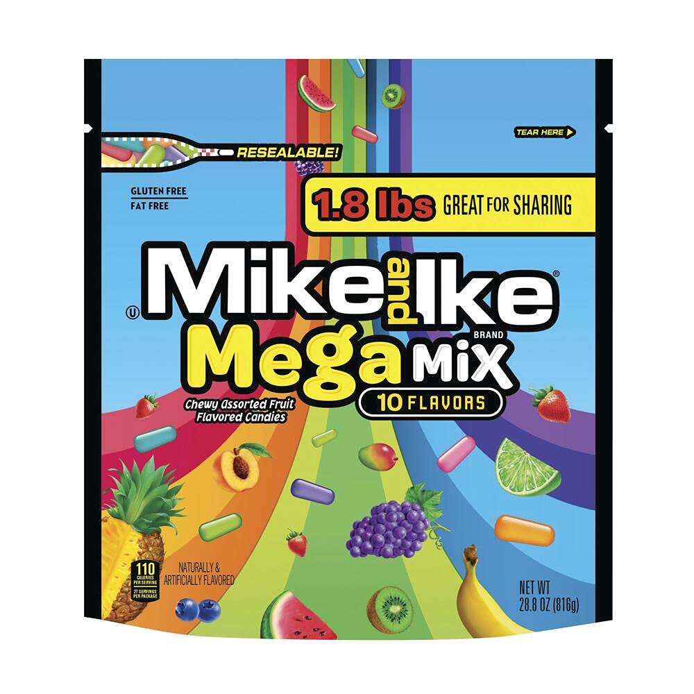 Mike and Ike Mega Mix: ten fruity flavors showcased for movie-night snacking