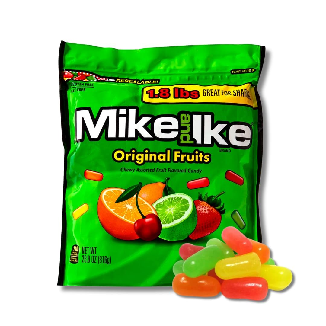 Mike & Ike Original Fruits in resealable bag for freshness and sharing