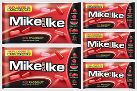 Mike and Ike Red Rageous box with five packs, ideal for sharing at gatherings.