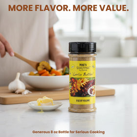 Mike's Garlic Butter Seasoning sprinkled on popcorn boosts flavor.