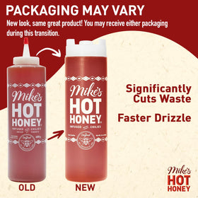 Mike's Hot Honey chili peppers close-up shows natural ingredients and spice.