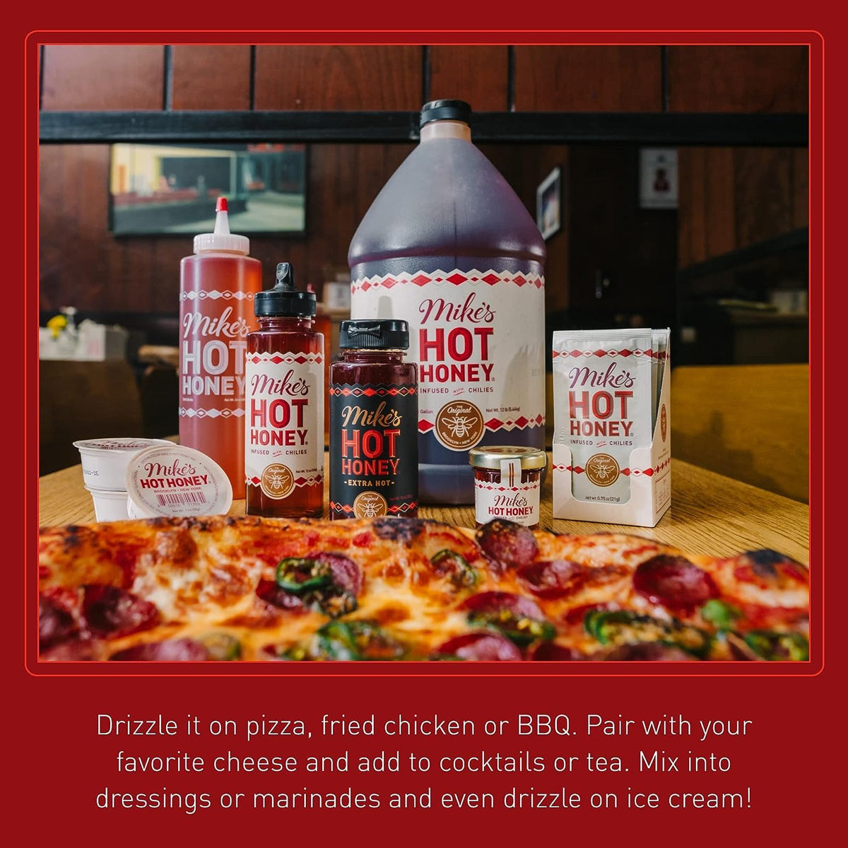 Mike's Hot Honey used in dressings and marinades for bold flavor.