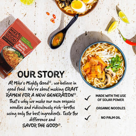 Mike's Mighty Good non-GMO organic noodles label, clean ingredients you can trust.