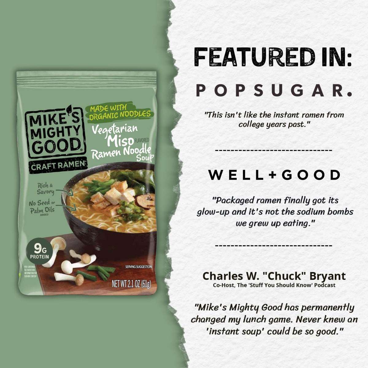 Mike's Mighty Good Organic Noodles pillow pack, compact and convenient.