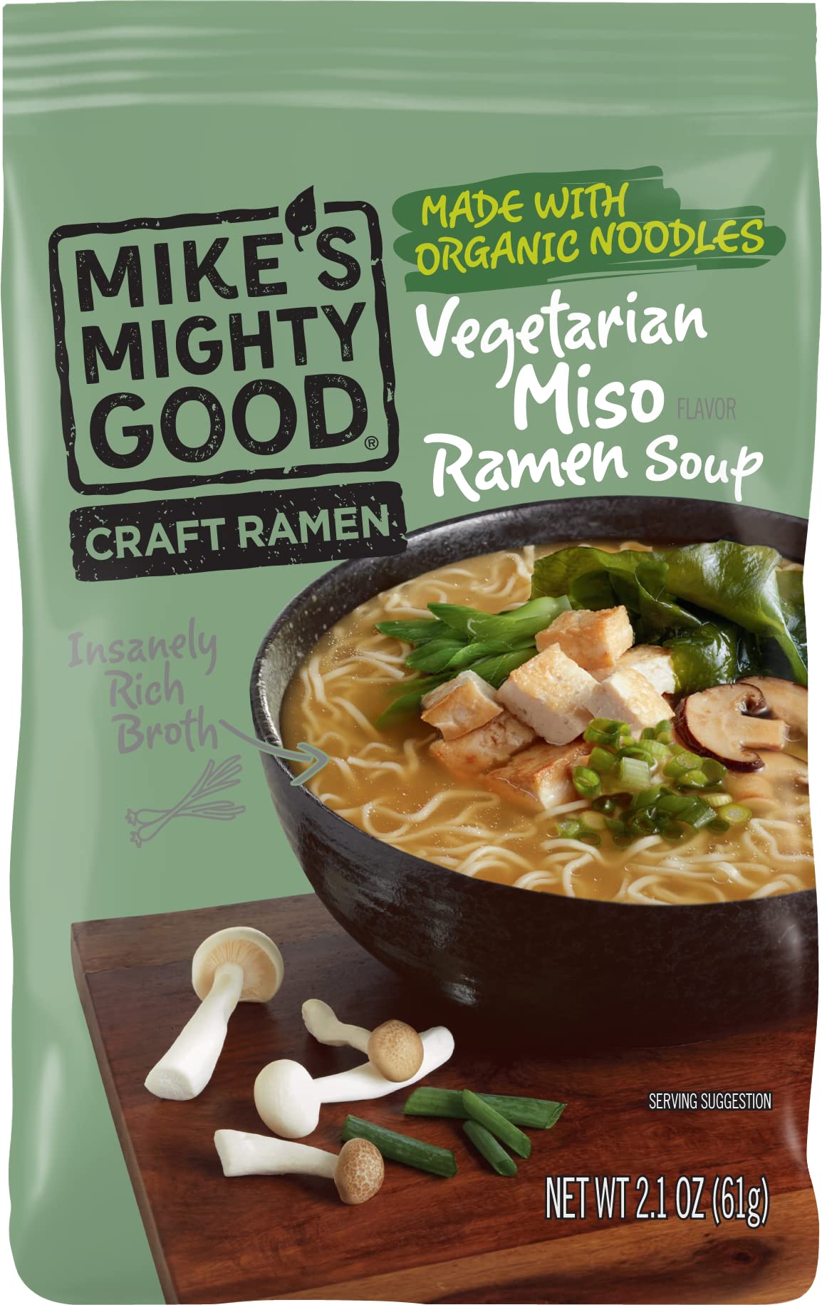 Mike's Mighty Good Savory Miso Soup bowl steaming, ready in minutes.